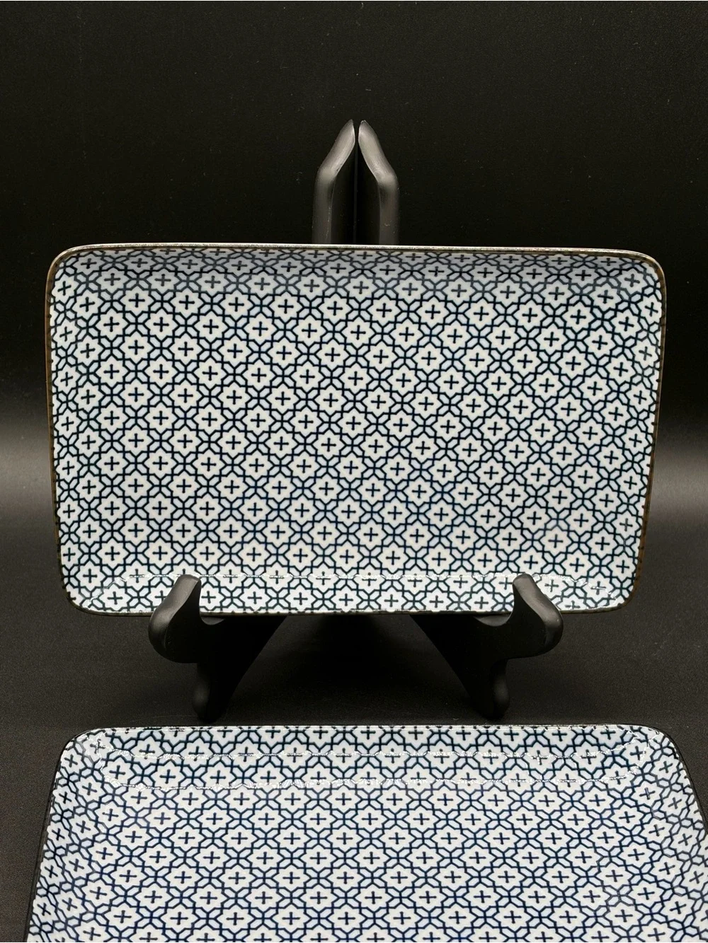 Set Of 2 Nishido Kiln Sashiko Sushi Platters 1970-1990 Porcelain Japan 1970-1990